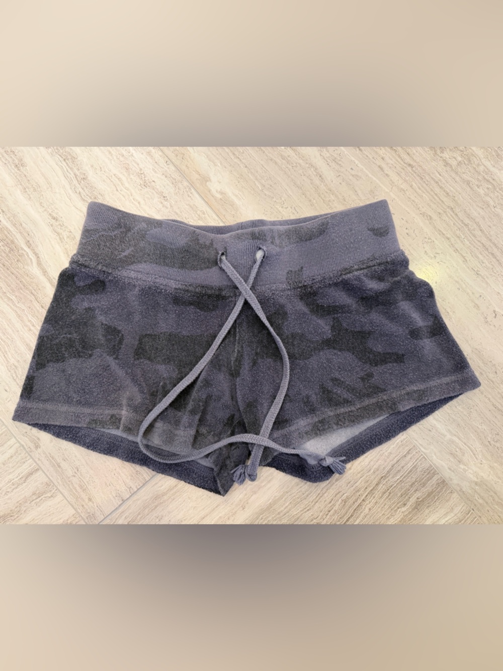 Hard Tail Low Rise Blue/Grey Camo Terry Shorts Junior Girls Size XS